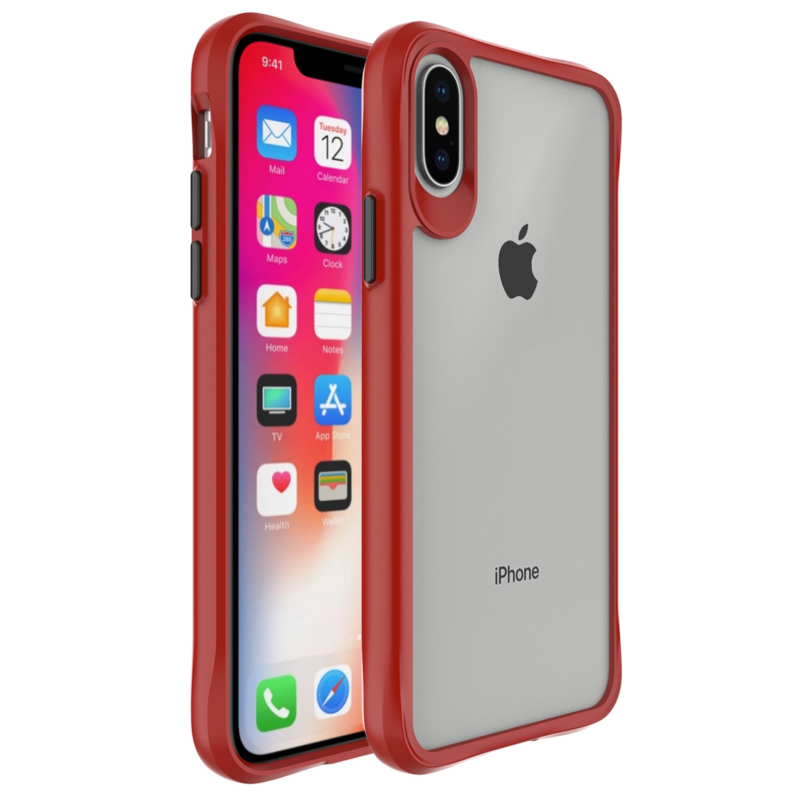 Combat X Mode Series for iPhone XS Max 6.5 inch Case Scratch-proof TPU+PC Cover - Red Combat X Mode Series for iPhone XS Max 6.5 inch Case Scratch-proof TPU+PC Cover - Red